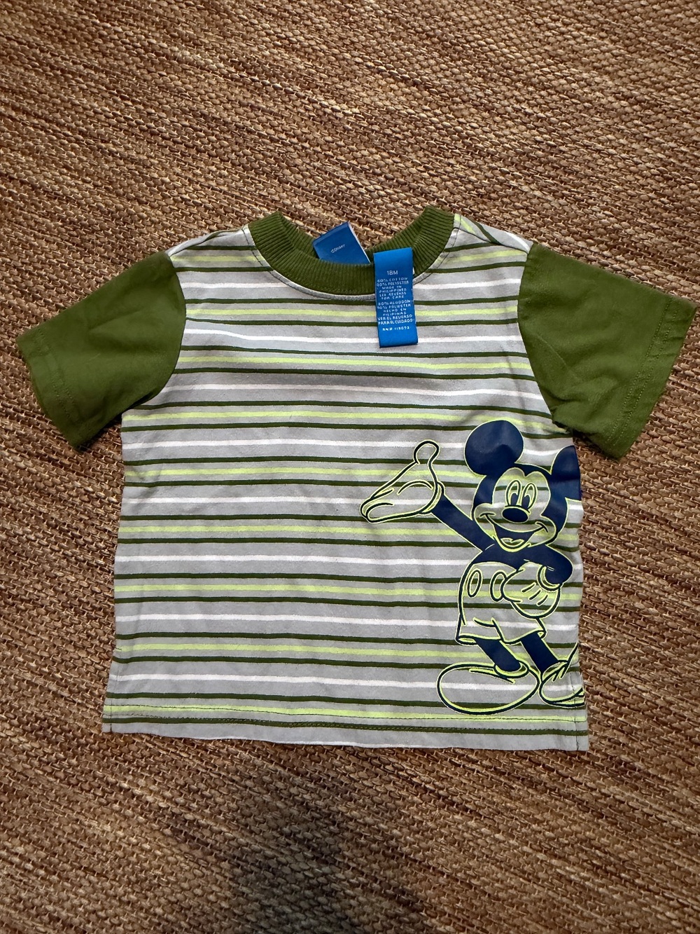Disney Striped Mickey Mouse Graphic Short Sleeve